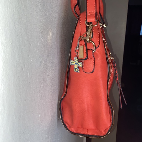 Urban Expressions Red/Orange Large Vegan Satchel Crossbody/Hand/Shoulder Bag - Picture 4 of 16